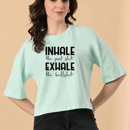 CORSICA Women Sea Green Pure Cotton Printed Tshirts-picture-28