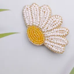 Abeo Unisex Artificial Stones Studded And Beaded Daisy Minimal Brooch-picture-11
