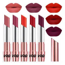 VOLO Set Of 5 Creme Matte Lipstick-3.5g Each-Light Peach-Rose Pink-Coral- Tomato Red-Wine-picture-12