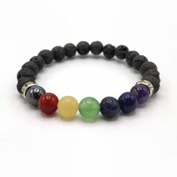 VIBESLE Unisex Black Chakra Lava Stone Bracelet-picture-0