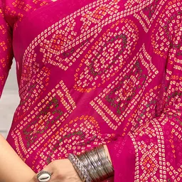 KALINI Pink Chiffon Printed Daily Wear Saree image 2
