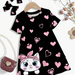 White World Girls Graphic Printed T-shirt Dress-picture-40