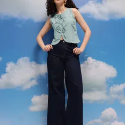 CORSICA Geometric Self Design Top with Bow Detail image 2