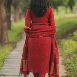 Aaghnya Embroidered Thread Work Plus Size Straight Kurta With Trousers & Dupatta image 4