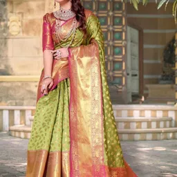 jayant creation Green Silk Blend Barasi Sarees-picture-22