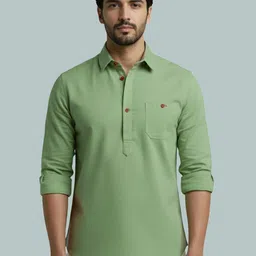 Vida Loca Solid Shirt Collar Short Straight Kurta-picture-36
