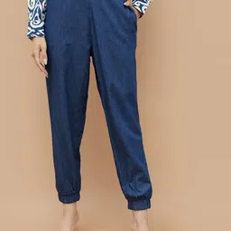 Colour Me by Melange Women Slim Fit High-Rise Pure Cotton Joggers-image-55