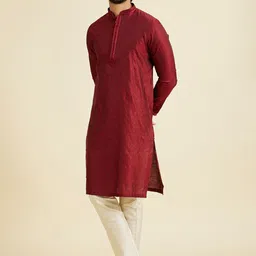 Manyavar Men Embroidered Regular Beads and Stones Kurta with Pyjamas image 3