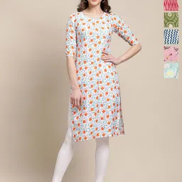 7Threads Selection Of 6 Floral Printed Round Neck Straight Kurta-picture-28