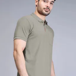 Triptee Men Solid Polo Collar Pure Cotton T-shirt image 5