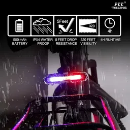 fcc racing Bicycle Police Mode Tail Light 3-Color Rear Light (Red, Blue, White) Waterproof LED Rear Break Light image 5