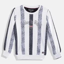 Monte Carlo Teen Boys White & Blue Striped Sweatshirt-image-52