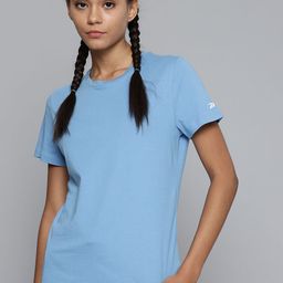 Reebok Women Blue Solid Training or Gym T-shirt-picture-24