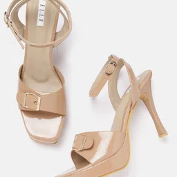 ELLE Solid Mid-Top Slim Heels with Buckles-picture-12