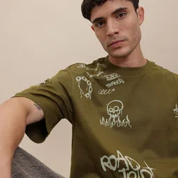 The Roadster Life Co. Men Typography Printed Pure Cotton Relaxed Fit T-shirt-picture-47