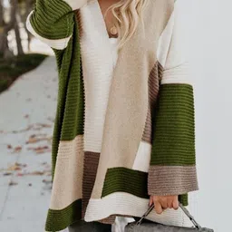 StyleCast Women Colourblocked Longline Open Front Jacket-picture-14