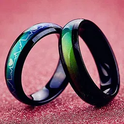 Peora Unisex Set of 2 Multicoloured ECG Band Rings image 1