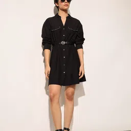 ONLY Women Belted Shirt Mini Dress-image-47