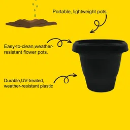 Urban Choice Black Textured Non-Hanging Artificial Pot image 2