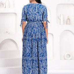 NAVYAAZRI Print Slit Sleeve A-Line Midi Dress image 4