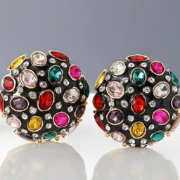 AVANT-GARDE PARIS Gold-Plated Rhinestone Circular Studs Earrings image 5