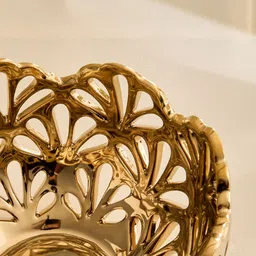 Home Centre Stellar Celestial Melo Gold Toned Ceramic Perforated Decorative Bowl image 5