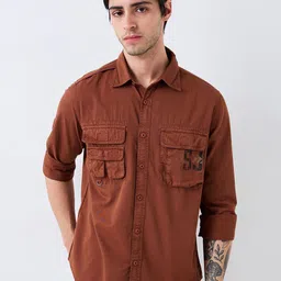 SPYKAR Men Slim Fit Spread Collar Solid Cotton Casual Shirt-image-32