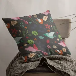 THEYAYACAFE Black & Pink Floral Velvet Square Cushion Covers-picture-25