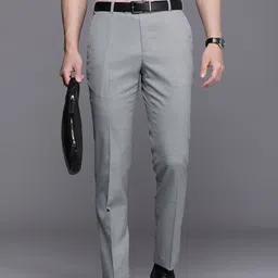 Raymond Men Self Design Textured Slim Fit Formal Trousers image 1