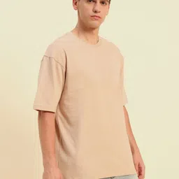 PockMAN Men Bio Finish Solid Round Neck Cotton Oversized T-shirt image 5