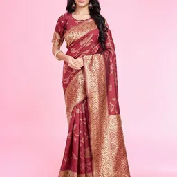 RICH & ROMAN Woven Design Zari Pure Silk Banarasi Saree-picture-6