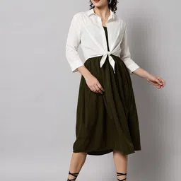 VANGULL Women Shoulder Straps Smocked Sleeveless Fit & Flare Midi Dress-image-25