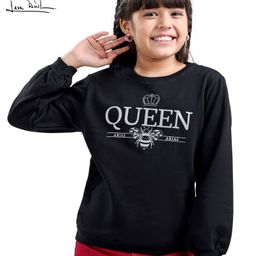 arias by lara dutta Arias Cotton Brushed Terry Full Sleeves Sweatshirt With Text Print & Heat Stud Applique - Black-picture-34