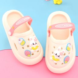 Oh! Pair Slip On Clogs with Back Strap & Bunny Appliques - White-picture-36