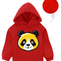 KAVEE Full Sleeves Panda Printed Hooded Sweatshirt - Red-picture-14