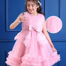 Mark & Mia Woven Sleeveless Party Dress With Bow Applique & Embroidery Detailing - Pink-picture-21