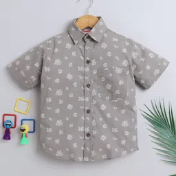 BAATCHEET Cotton Half Sleeves Blossom Printed Shirt - Grey-picture-25