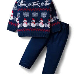 Babyhug Knitted Full Sleeves Pullover Sweater Set With Christmas Design - Navy Blue-picture-35