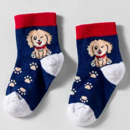 Mustang Cotton Knit Ankle Length Socks with Puppy Design - Navy Blue-image-18