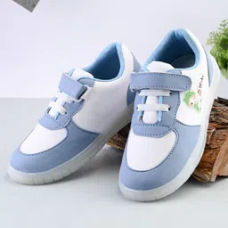 Steprite Colour Blocked Velcro Closure Girl With Cat Printed Sneakers - Blue-picture-25