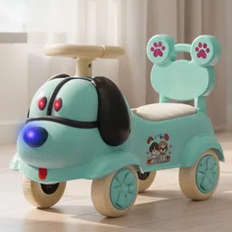 Baybee Scooby Ride on Cars for Kids | Indoor Kids Car with Glowing Lights & Safety Backrest | Portable Baby Push Ride-ons with Music & Toy Storage | Outdoor Rider Cars for Kids (Green)-picture-11