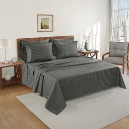 LANE LINEN Beige 100% Egyptian Cotton King Bed Cover-image-69