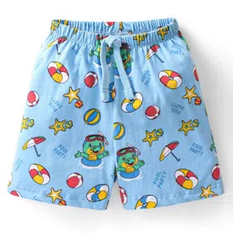 Babyhug Cotton Knit Shorts With Dino Print Pack of 2 - Multicolour image 2