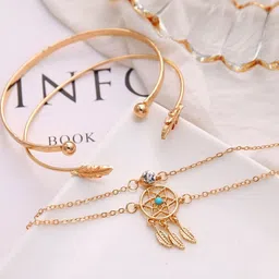 TheVineGirl Set Of 4 Gold-Plated Cubic Zirconia Studded Cuff Bracelets image 2