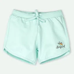 Ariel Cotton Knit Pack Of 2 I M So Magical & Little Star Text Printed Shorts - Sky Blue & Mustard image 4