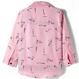 Dapper Dudes Full Sleeves Abstract Printed Shirt With Attached Tee - Pink image 3