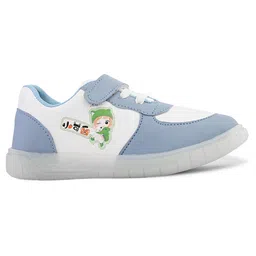 Steprite Colour Blocked Velcro Closure Girl With Cat Printed Sneakers - Blue image 4