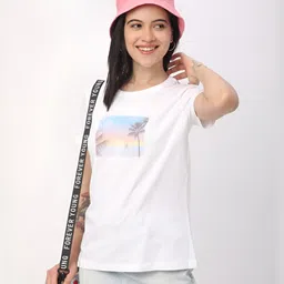 R&B Women Graphic Printed Round Neck Cotton T-shirt-picture-20