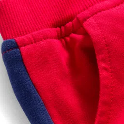 Babyhug French Terry Knit Full Length Lounge Pant With Text Print - Red image 4