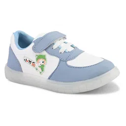 Steprite Colour Blocked Velcro Closure Girl With Cat Printed Sneakers - Blue image 5